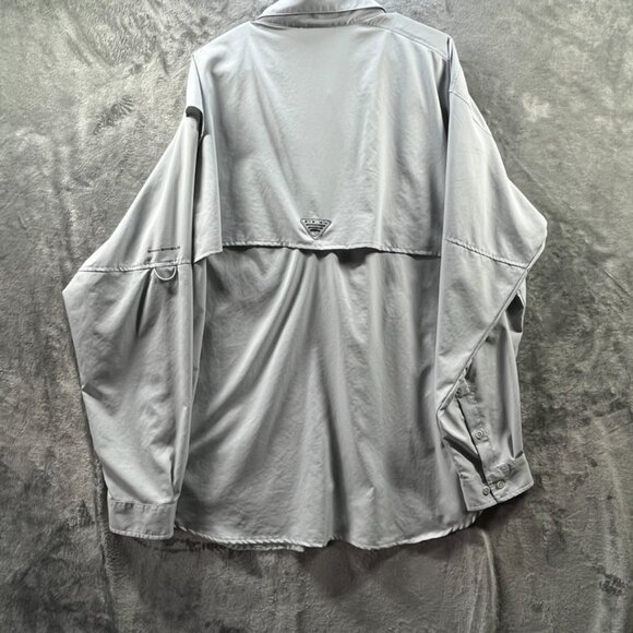 Columbia PFG Fishing Shirt Men Size 3X Gray Vented Omni-Shield Langara BC Salmon - Picture 10 of 11